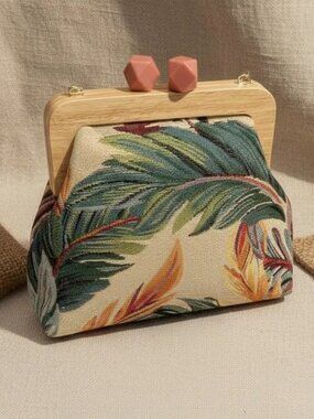 Tropical Wood Frame Clutch Handbag